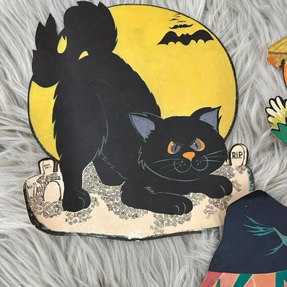 1970's AMERICAN VINTAGE HALLOWEEN‎ LITHOGRAPHED DIE-CUTS, LOT OF 7 - Picture 2 of 9
